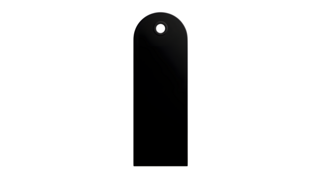 A blank black tag isolated on transparent background, perfect for customization or branding purposes