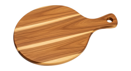 Round wooden cutting board with handle
