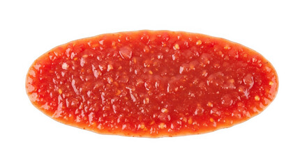 Salsa in an oval shape against a black background