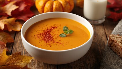 Creamy Pumpkin Soup in a Ceramic Bowl - Perfect for Vegan and Vegetarian Diets