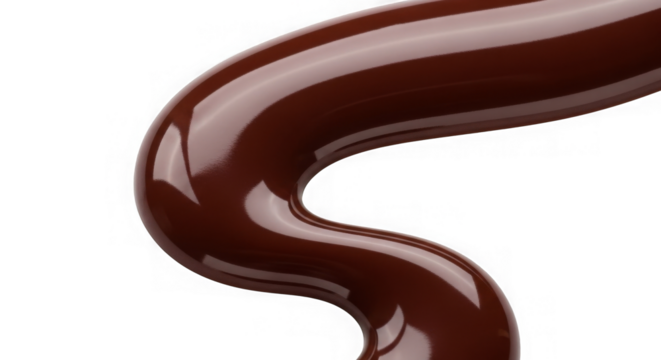 Shiny flowing dark chocolate against a black background