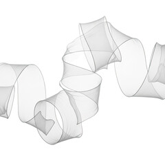 A digitally rendered ribbon, white and translucent, twisting on a black backdrop