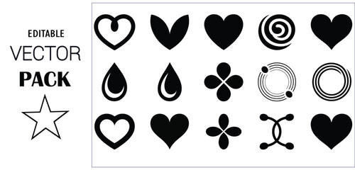 Collection of Black Vector Icons and Symbols heart
