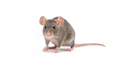 Close-up of a rat on a plain white background