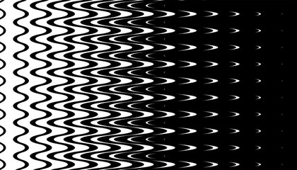 Black and white smooth transition pattern with dynamic wavy effect for sporty and modern background. Vector Format Illustration 