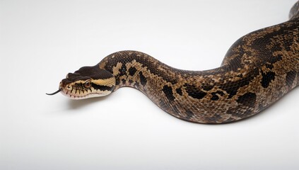 Obraz premium Close-up portrait of a patterned snake against a white backdrop