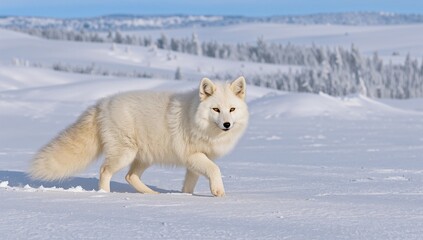 Obraz premium Fox in a snowy winter landscape