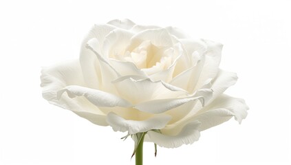 Isolated white rose blossoms on a plain white backdrop