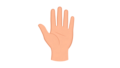 Illustration of a light skin-tone hand with fingers splayed, facing forward against a solid black background