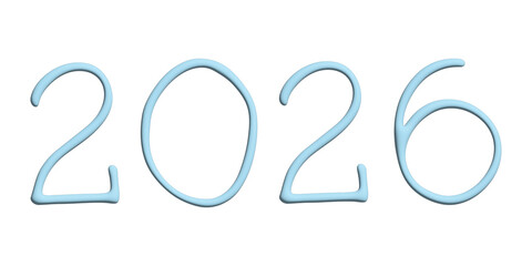 3d happy New Year doodle 2026 numbers Single element for calendar, card, banner, flyer, web, poster, design, decor