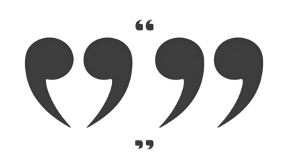 Four grey quotation marks arranged centrally on black