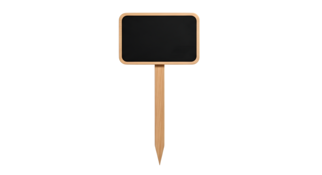 Small wooden garden marker sign isolated on transparent background