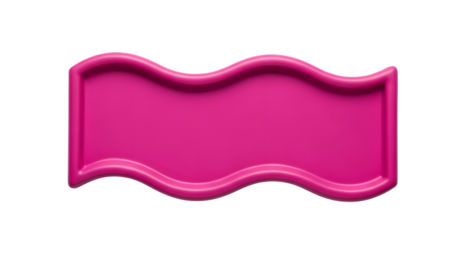 A bright pink, wavy, rectangular sign isolated on a transparent background, perfect for adding text or graphics