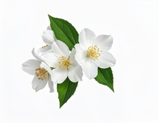 Obraz premium White Flowers Isolated on White Background Minimal Botanical Bloom Illustration