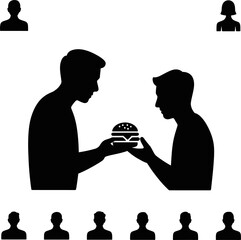 Silhouettes of people shaking hands in a minimalist black background