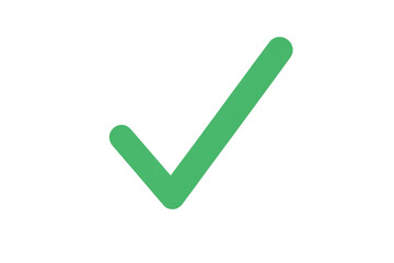 Green check mark icon confirming success, approval, correct choice, and validation on a transparent background