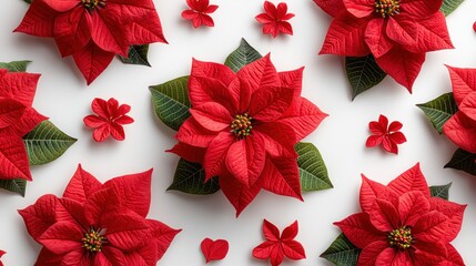 Poinsettia floral frame with soft winter background for premium holiday branding