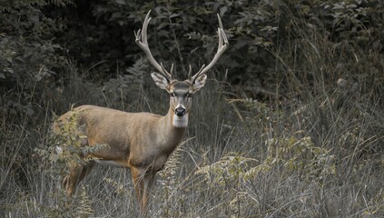 Male blacktail deer displaying antlers