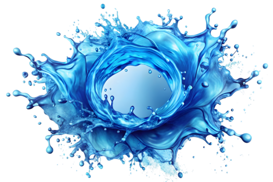 Dynamic Water Splash Creating a Circular Swirl isolated on black background