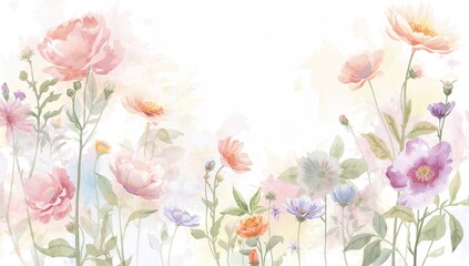 Premium assorted watercolor blossoms