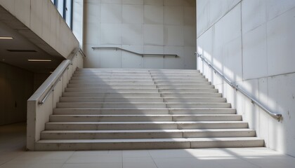 Obraz premium Contemporary Concrete Stairs with Natural Light Casts and Minimalist Design Elements