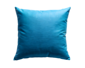 Elegant blue decorative pillow cushion isolated against black background studio shot