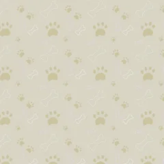 Cute Beige Paw Print and Bone Seamless Pattern Background, Neutral Pet Theme Vector for Fabric and Wallpaper © Nasir55