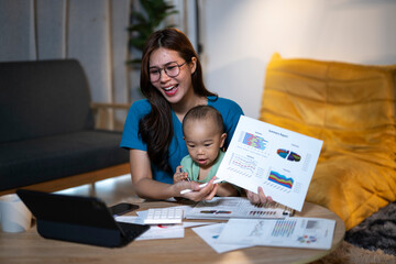 Working mom balancing remote work with baby