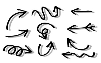 Set arrows sign ilustration brush 
