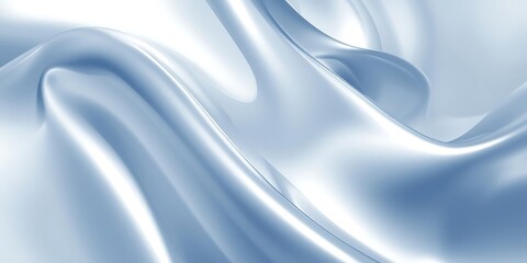 Fototapeta premium Light blue silky fabric with soft flowing curves