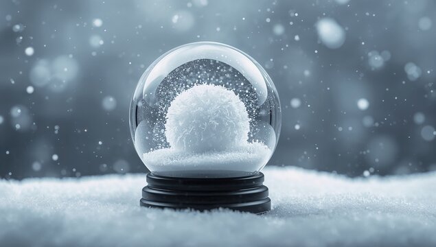 Gorgeous snow globe featuring falling snow against a wintry backdrop