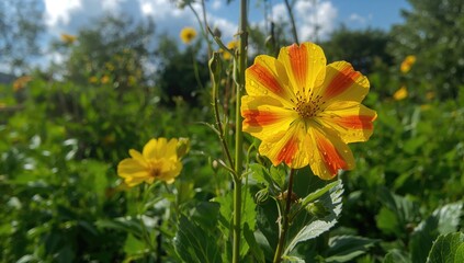 Obraz premium Vibrant wildflower featuring Spotted Rock-Rose (Tuberaria guttata) in natural habitat