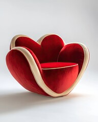 Red velvet armchair, heart-shaped, flowing curves