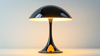 Modern black table lamp with a dome shade isolated on white background