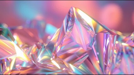 Abstract crystal formation with vibrant colors and iridescent reflections - Powered by Adobe