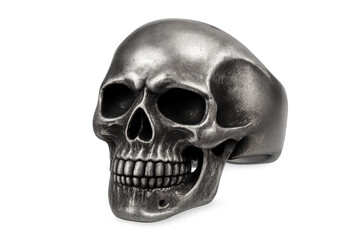 Obraz premium Silver skull ring jewelry accessory on transparent background