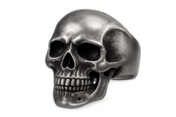 Silver skull ring jewelry accessory on transparent background