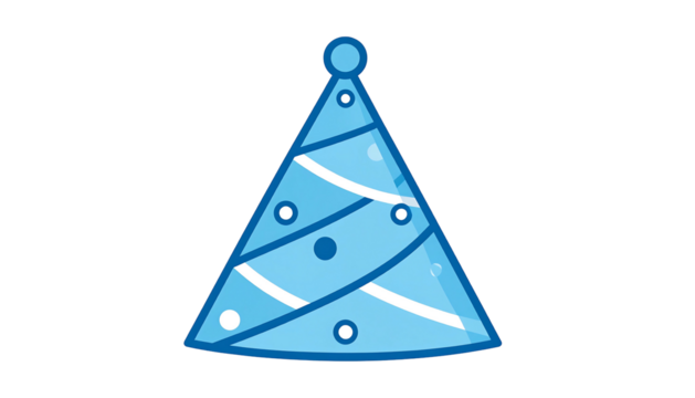 Light blue Christmas tree cartoon with white stripes and round decorations on black background