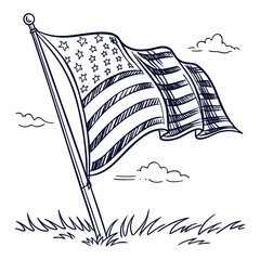 Vector art of american flag sketch art