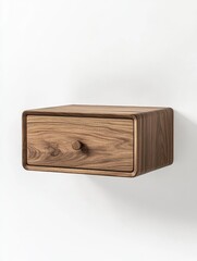 Wall-mounted wooden bedside drawer