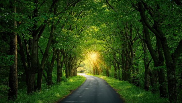 Sunlight filtering through a canopy of trees, representing hope amidst challenges.