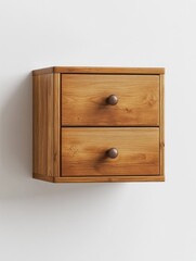 Light-brown wooden wall-mounted nightstand with two drawers (1)