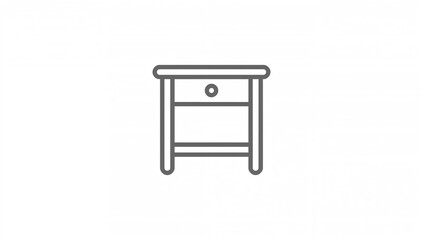 Isolated nightstand icon featuring a grey line design on a white backdrop. Vector illustration.