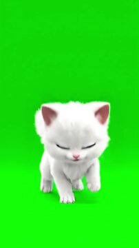 Animated Feline Green Screen with adorable kitty cat dancing on perfect for fun playful and lighthearted video projects animations distortion, overlay, glitch, static noise, scan lines black