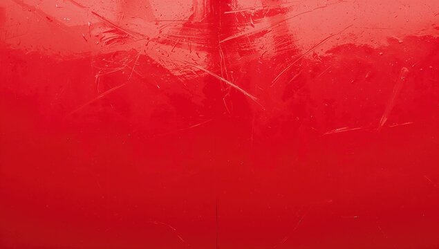 Close-up view of a lightweight red plastic barricade featuring minor scuffs and a glossy surface