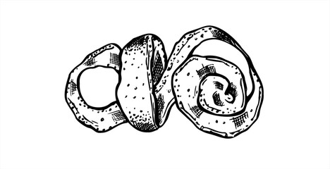 Whole spiral citrus peel vector isolated illustration painted by black inks. Lemon, lime or orange fruit skin in twist shape etching drawing. Monochrome ingredient for packaging, healthy food design
