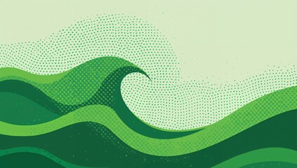 Tiny green dots and wavy lines on a halftone green background