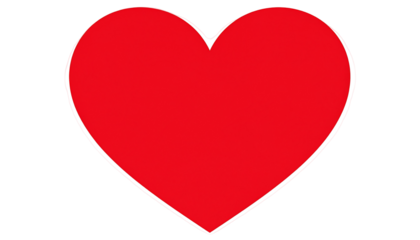 Red heart symbol centered on black. Outline is white. Bright and bold graphic