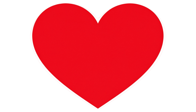Red heart symbol centered on black. Outline is white. Bright and bold graphic
