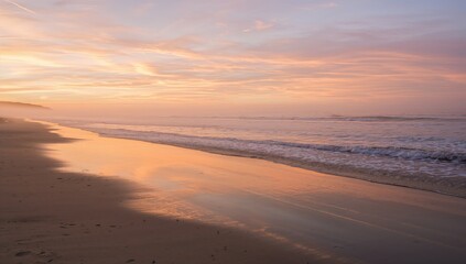 Tranquil dawn over a serene coastline reflecting natural beauty